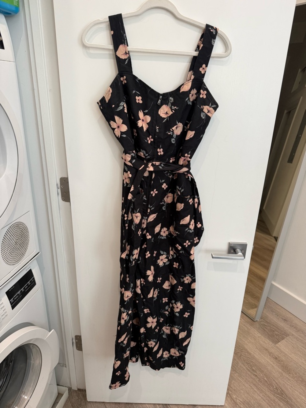 Rebecca Taylor Black Maxi Dress with Pink Floral Print